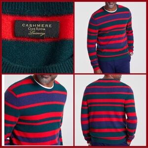 Club Room Men's Cashmere Sweater - Red and Blue Stripes XL